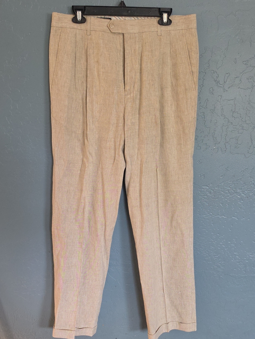 Linen Blend Bobby Jones Light Beige Pleated Men's Dress Pants